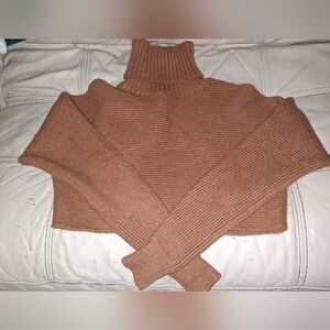 HOUSE OF HARLOW 1960Women's Cropped Turtleneck Sweater - Camel Brown